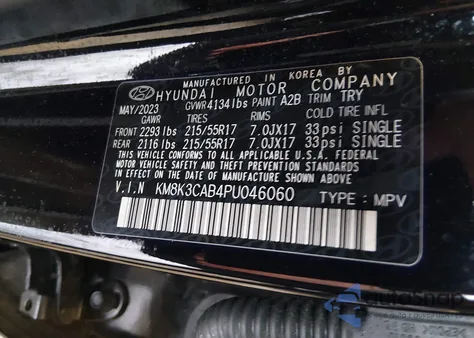 2023 Hyundai Kona Sel from USA, damaged, VIN KM8K3CAB4PU046060